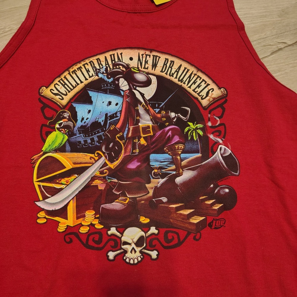 Schlitterbahn New Braunfels Pirate Tank Top Red Mens Large Alstyle DuckCo‎ 2008